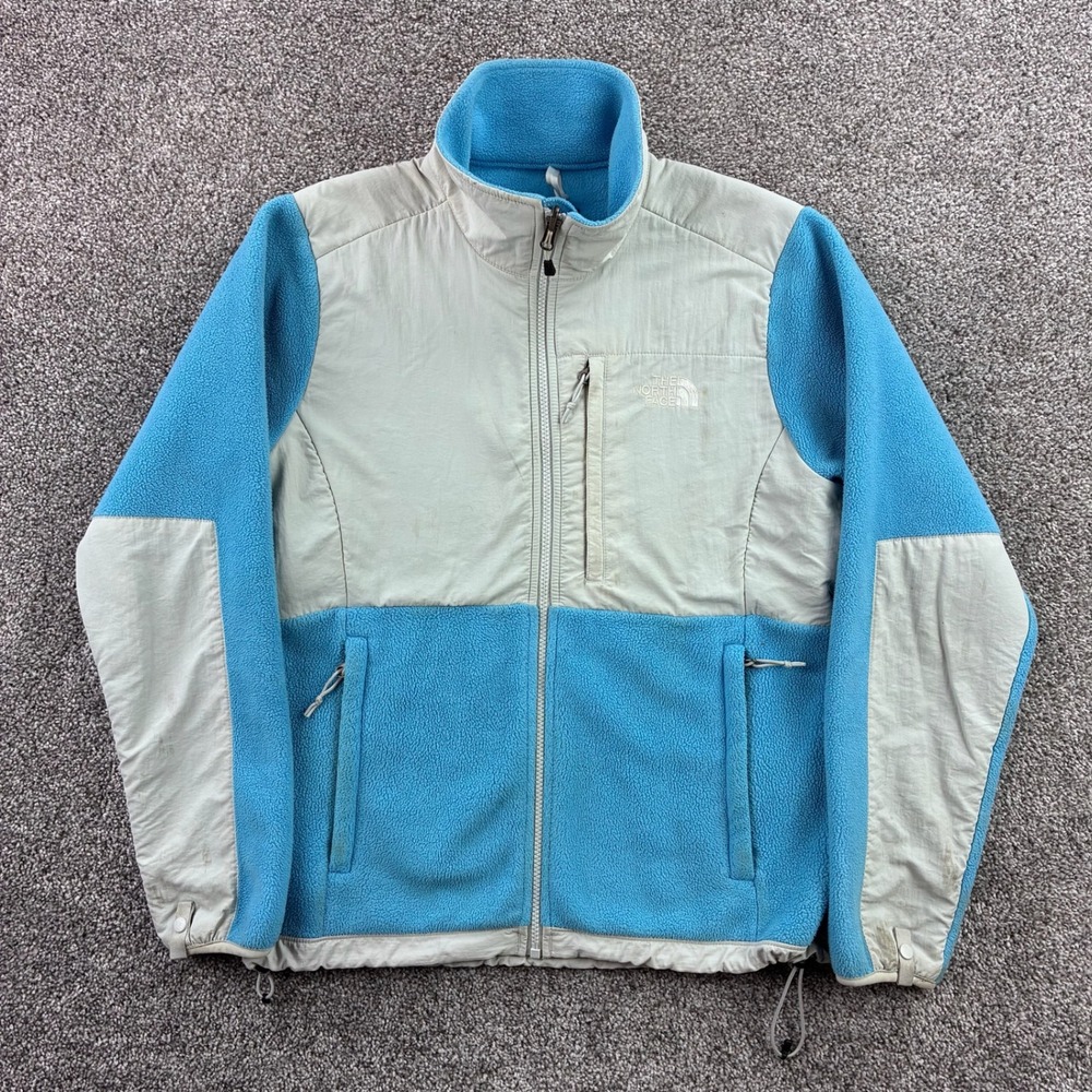 The North Face Denali Fleece Jacket Womens Medium Blue Gray Full Zip Outdoors